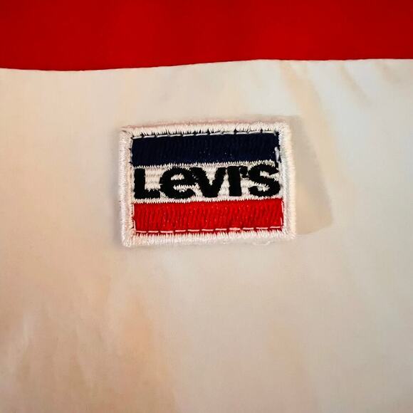 Levi’s Hooded Nylon Colorblock Windbreaker Red White Blue Juniors L - Picture 4 of 9
